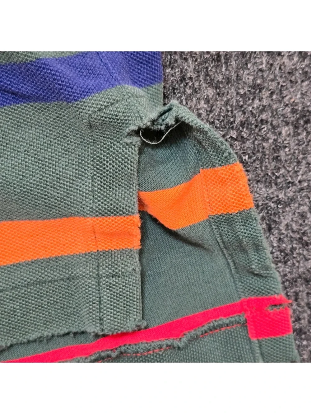 Vintage 90s Polo Ralph Lauren Striped Shirt 3XL Big Green Red Yellow Distress